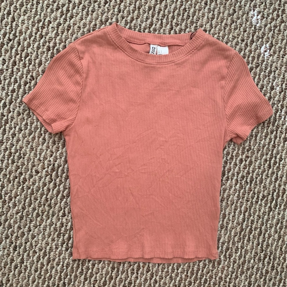 Salmon Rib Knit Croptop
